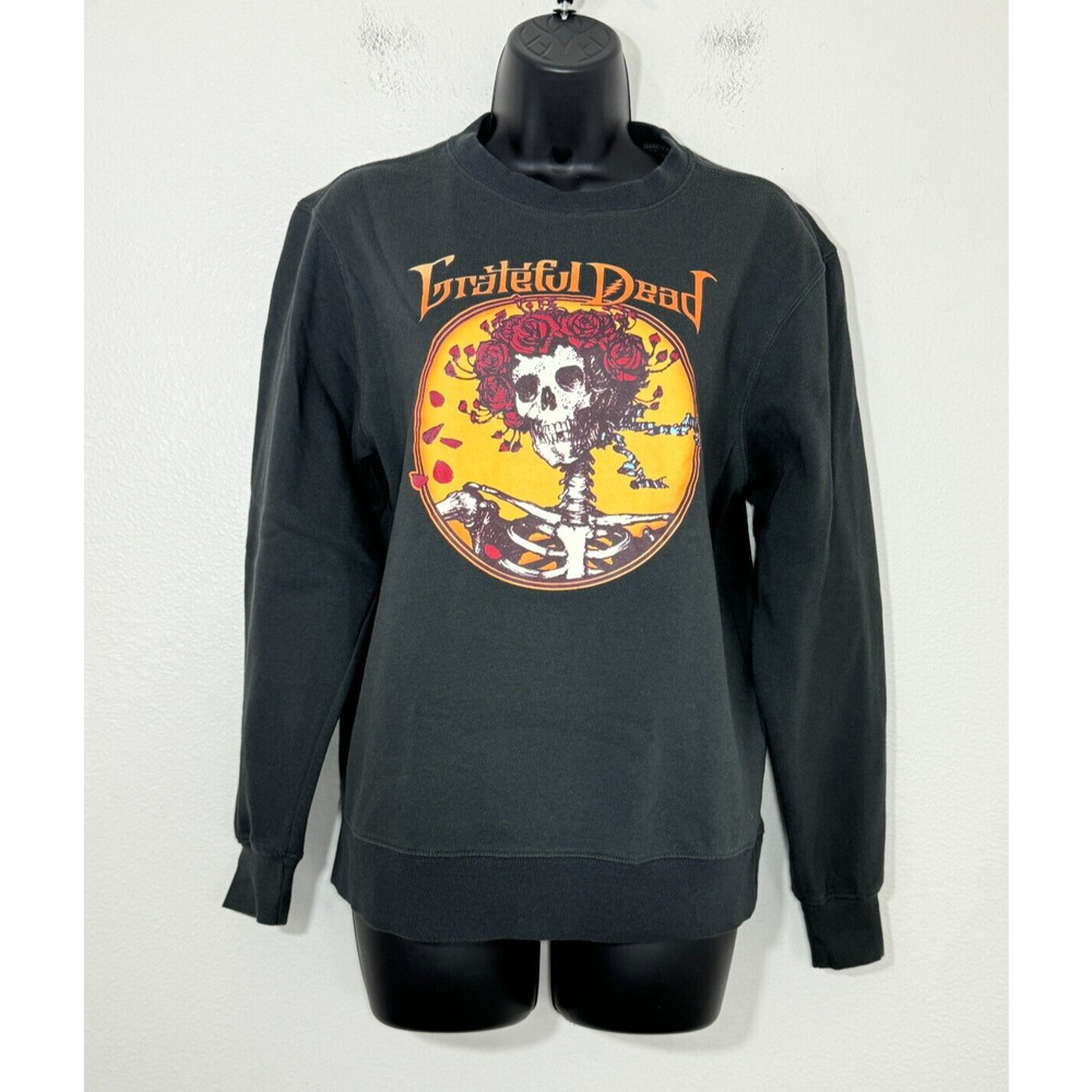 Grateful Dead Bertha Skeleton and Roses Long Sleeve Black Sweatshirt Size Large